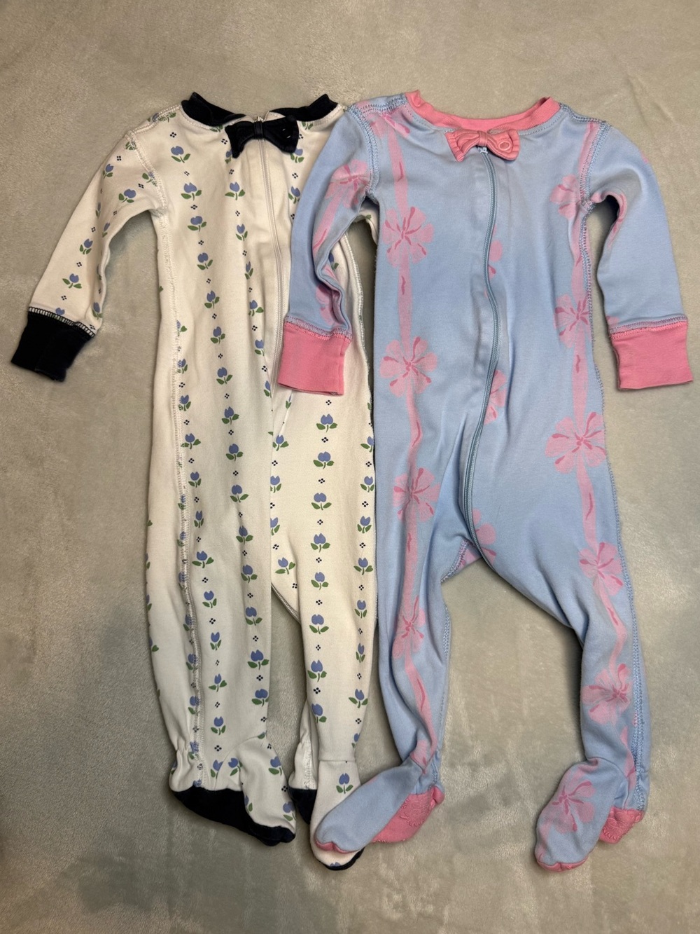 The Beaufort Bonnet Company Lot of 2 Footie Pajamas Baby Girl Sz 3-6 month